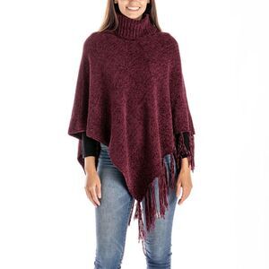 Britts Knits Chenille Cowl Neck Poncho One Size